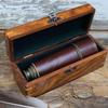 Antique Brown Brass Telescope with Brown Leather Cover on Top in Wooden Box Spyglass Pirate Ship Instrument 18 inches Best Gift Item view 2