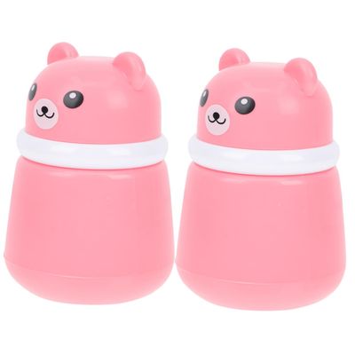 FOMIYES 2pcs Cartoon Powder Puff Box Adorable Bear Design Durable Talcum Powder Container Carry for Home and Travel Use for Care