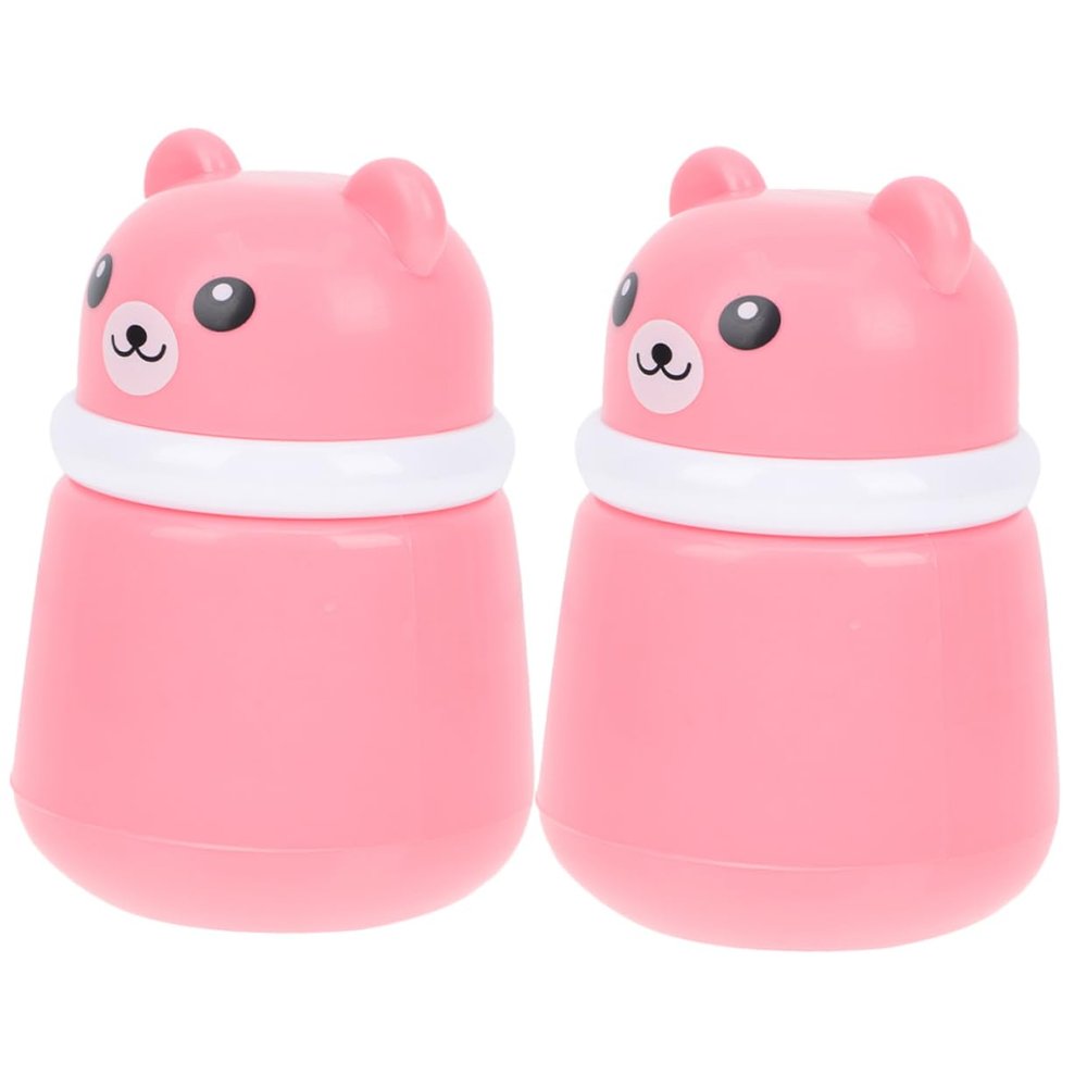 FOMIYES 2pcs Cartoon Powder Puff Box Adorable Bear Design Durable Talcum Powder Container Carry for Home and Travel Use for Care