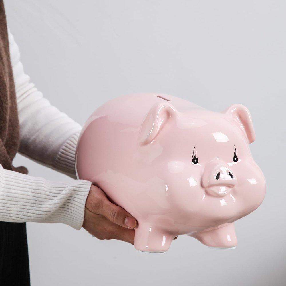 11'' Large Piggy Bank for Adults,Alcancias De Dinero para Adultos Nios,Ceramic Coin Bank,Piggy Bank for Boys,Girls Money Box,Money Bank,Modern Home Decor Living Room