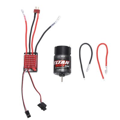 550 55T Brushed Motor, High Power 55T Brushed Motor 60A ESC Set Controller Combo for 1/10 RC Truck Car Axial HSP HPI Etc