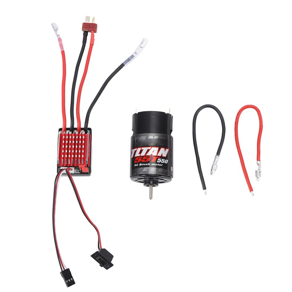 550 55T Brushed Motor, High Power 55T Brushed Motor 60A ESC Set Controller Combo for 1/10 RC Truck Car Axial HSP HPI Etc