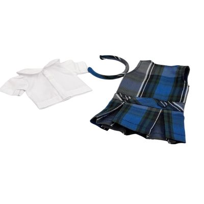 14.5 inch Doll Outfit-School Plaid Jumper include Blouse and Matching Headband/Add on Option: Sock and Shoe (Doll is not included) (Jumper Only, Plaid 32)