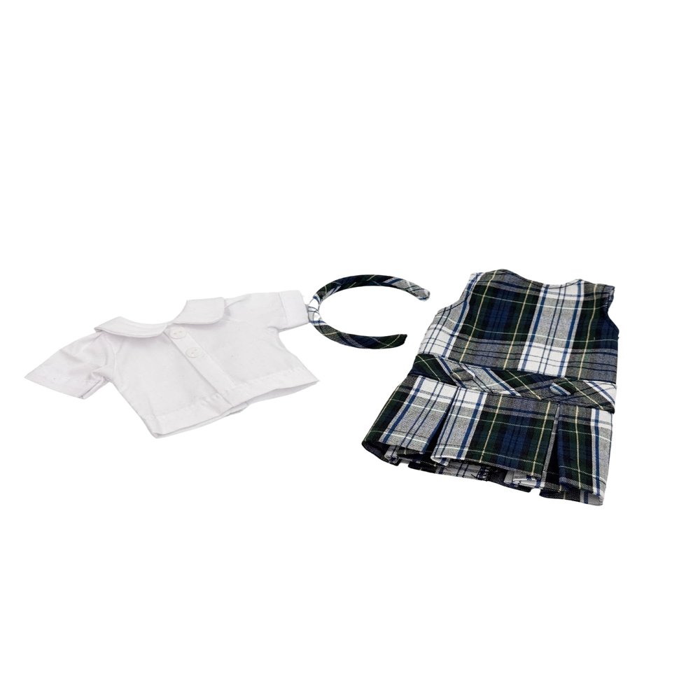 14.5 inch Doll Outfit-School Plaid Jumper include Blouse and Matching Headband/Add on Option: Sock and Shoe (Doll is not included) (Jumper Only, Plaid 80)