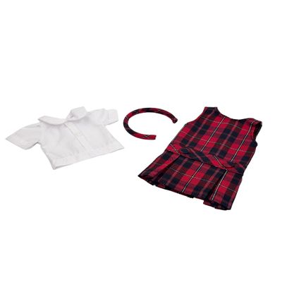 14.5 inch Doll Outfit-School Plaid Jumper include Blouse and Matching Headband/Add on Option: Sock and Shoe (Doll is not included) (Jumper Only, Plaid 65)