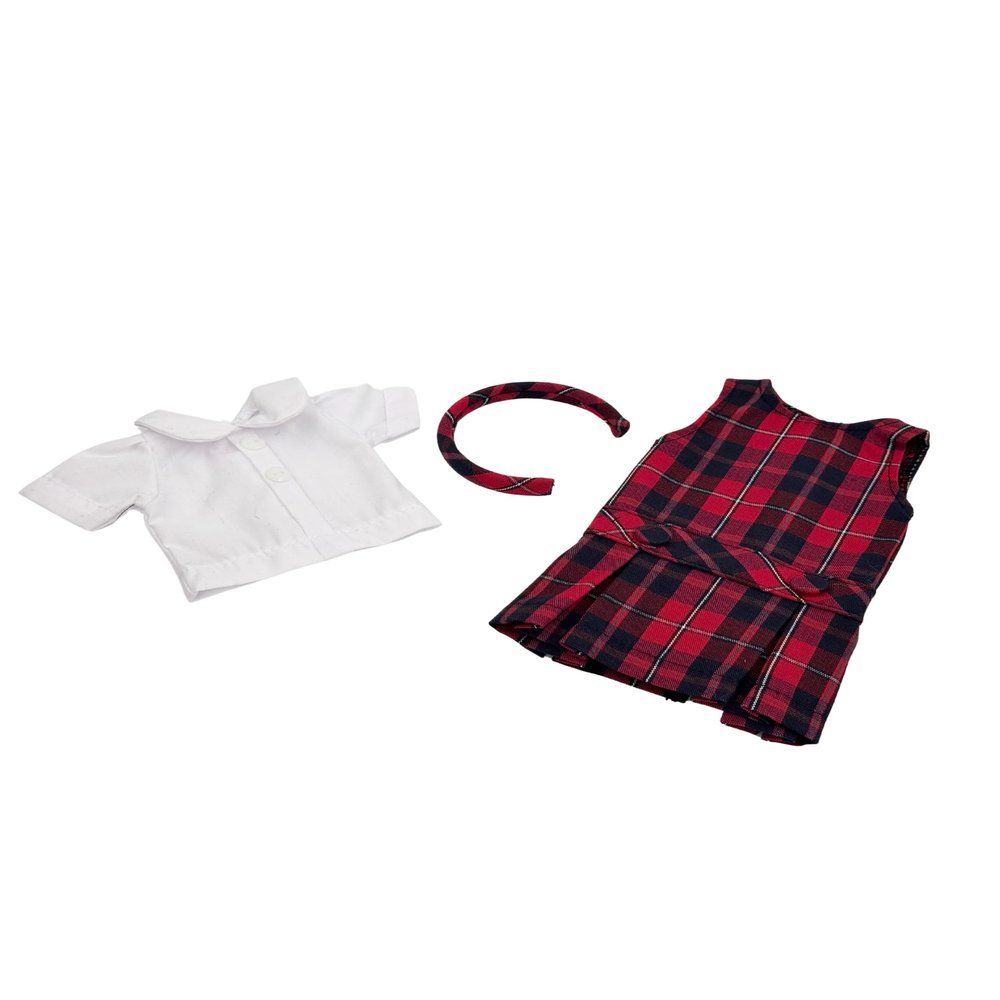 14.5 inch Doll Outfit-School Plaid Jumper include Blouse and Matching Headband/Add on Option: Sock and Shoe (Doll is not included) (Jumper Only, Plaid 65)