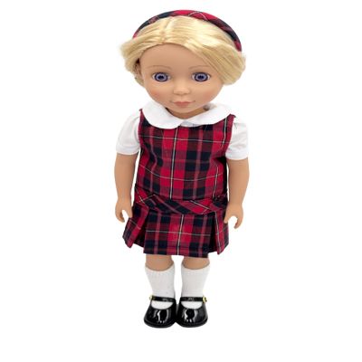 14.5 inch Doll Outfit-School Plaid Jumper include Blouse and Matching Headband/Add on Option: Sock and Shoe (Doll is not included) (Jumper,White Sock,Shiny Shoe, Plaid 65)
