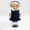 14.5 inch Doll Outfit-School Plaid Jumper include Blouse and Matching Headband/Add on Option: Sock and Shoe (Doll is not included) (Jumper,White Sock,Shiny Shoe, Navy) view 3