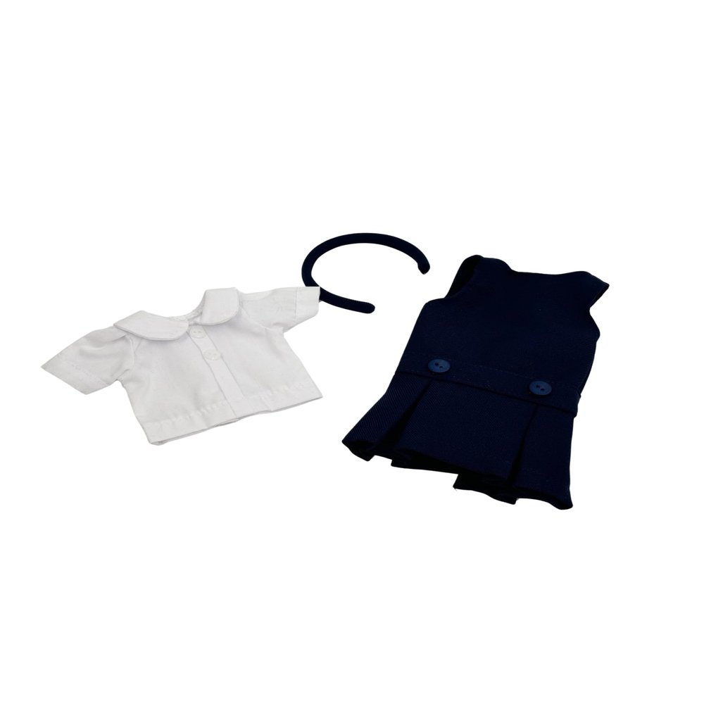 14.5 inch Doll Outfit-School Plaid Jumper include Blouse and Matching Headband/Add on Option: Sock and Shoe (Doll is not included) (Jumper Only, Navy)