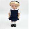 14.5 inch Doll Outfit-School Plaid Jumper include Blouse and Matching Headband/Add on Option: Sock and Shoe (Doll is not included) (Jumper Only, Navy) view 3