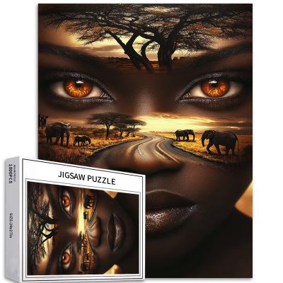 1000 Piece Beautiful African Woman Blends with The Scenery Safari Park Jigsaw Puzzles for Adults Colorful DIY Puzzles for Home Decoration Gifts Family Puzzle Perfect for Game Nights 5070cm