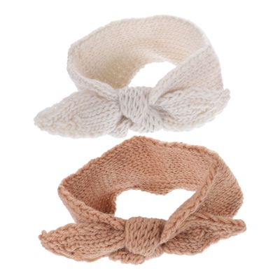 ASAKKURA 2pcs Girls Bow Headband Newborn Boy Girl Hair Bow Soft Knitted Headwear Hair Decorations for Party Accessory