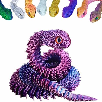 3D Printed Animals Set 3D Printed Snake Toys 3D Printed Articulated Flexible Fidget Toy 3D Printed Animals Exquisite Cute Pet Toy Children/Adults Fidget Toys (Purple, 17.7)