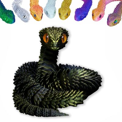 3D Printed Animals Set 3D Printed Snake Toys 3D Printed Articulated Flexible Fidget Toy 3D Printed Animals Exquisite Cute Pet Toy Children/Adults Fidget Toys (Black & Gold, 17.7)