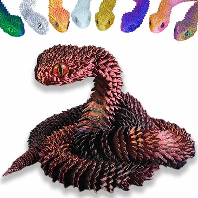 3D Printed Animals Set 3D Printed Snake Toys 3D Printed Articulated Flexible Fidget Toy 3D Printed Animals Exquisite Cute Pet Toy Children/Adults Fidget Toys (Black & Red, 11.8)