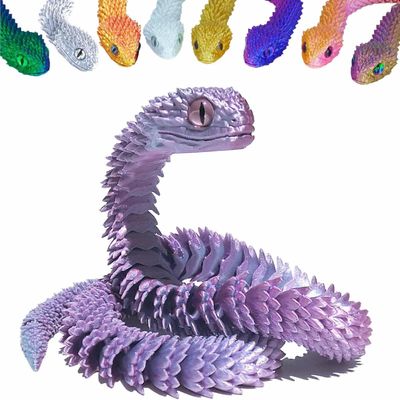 3D Printed Animals Set 3D Printed Snake Toys 3D Printed Articulated Flexible Fidget Toy 3D Printed Animals Exquisite Cute Pet Toy Children/Adults Fidget Toys (Pink & Blue, 11.8)