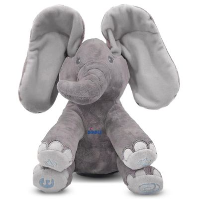 Dimple Emery Peek A Boo Elephant Toy, Interactive Singing Stuffed Elephant Plush with Moving Ears, Musical Stuffed Animal for Babies and Toddlers, Adorable Baby Toy - Adorable Gift for Grandchild