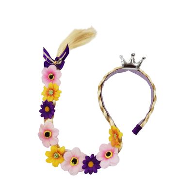 VIGUEUR Princess Hair Wigs, Long Braided Wig Headbands for Women