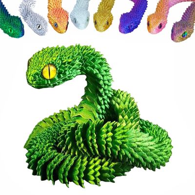 3D Printed Animals Set 3D Printed Snake Toys 3D Printed Articulated Flexible Fidget Toy 3D Printed Animals Exquisite Cute Pet Toy Children/Adults Fidget Toys (Green, 17.7)