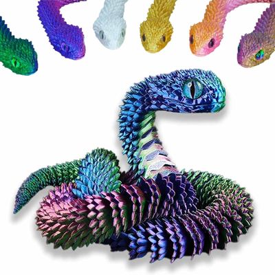 3D Printed Animals Snake Toys, 3D Printed Snake Movable Joint ,3D Printed Fidget Toys for Home Office Decor, 3D Printed Animals Toy Adults Fidget Toys (3 Color, S)