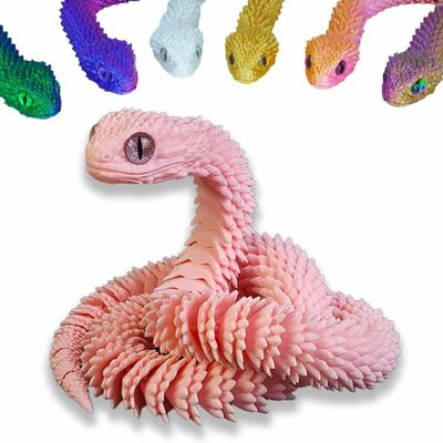 3D Printed Animals Snake Toys, 3D Printed Snake Movable Joint ,3D Printed Fidget Toys for Home Office Decor, 3D Printed Animals Toy Adults Fidget Toys (Pink, M)