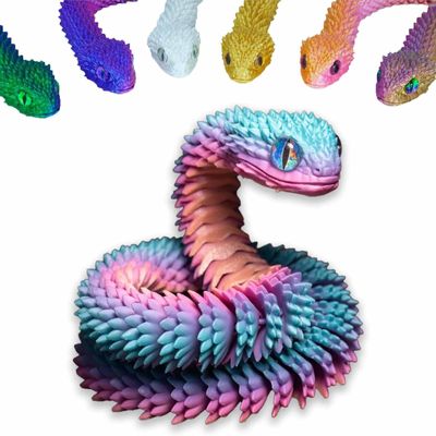 3D Printed Animals Snake Toys, 3D Printed Snake Movable Joint ,3D Printed Fidget Toys for Home Office Decor, 3D Printed Animals Toy Adults Fidget Toys (Candy, S)