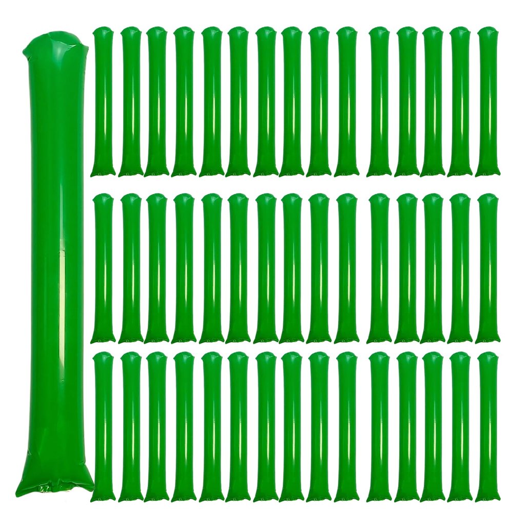 ROSEBB 48pcs Round Head Boom Sticks Thunder Sticks Cheering Sticks Team Spirit Plastic Cheerleading Spirit Stick Clapper Inflatable Noise Maker Sports Supply (Green)