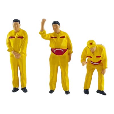 JWQFBC 3Pcs 1/64 Tiny Gas Station People Figure Human Figurines Realistic for DIY Projects Photography Props Sand Table Dollhouse, Yellow