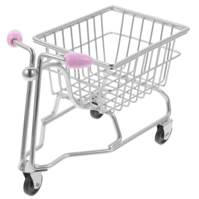 Zerodeko Miniature Shopping Cart Makeup Sponge Holder Decorative Desk Organizer for Sponges Candies and Items for Random Handle Color
