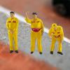 3Pcs 1/64 Tiny Gas Station People Figure Resin Gift Architectural Building Characters Human Figurines Simulation for Diorama, Yellow view 2
