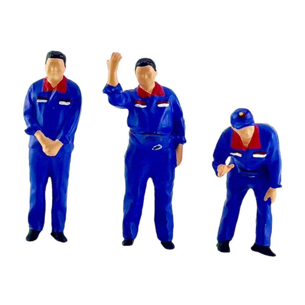 3Pcs 1/64 Tiny Gas Station People Figure Resin Gift Architectural Building Characters Human Figurines Simulation for Diorama, Blue