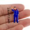3Pcs 1/64 Tiny Gas Station People Figure Resin Gift Architectural Building Characters Human Figurines Simulation for Diorama, Blue view 3