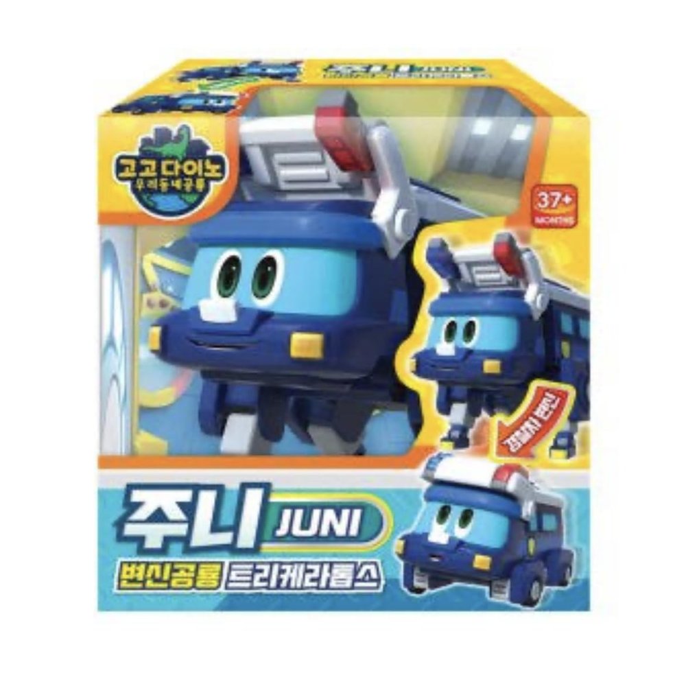 caincosmetic GoGo Dino Transforming Dinosaur Robot Triceratops Juni  2-in-1 Dino & Police Car Mode