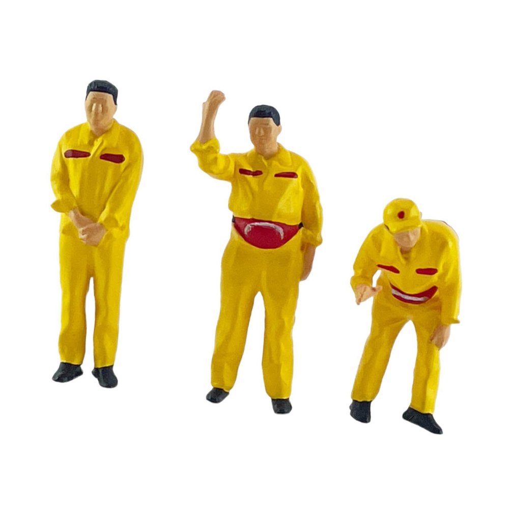 Menolana 3Pcs 1/64 Miniature Model Gas Station People Figures Human Figurines Realistic for Micro Landscapes Miniature Scene Dollhouse, Yellow