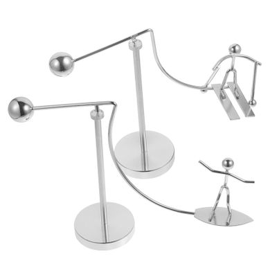 Alipis 2pcs Creative Balancing Pendulum Decor Metal Little Man Ornament for Home Office Unique Surfing Skiing Design Dynamic Balance Toy for Desktop Aesthetic