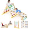 Olakids Pikler Triangle Set 7 in 1 Climbing Toys for Toddlers Foldable Baby Wood Montessori Jungle Gym with Angle Adjustable Ladder Seesaw Ramp Indoor Playground (Colorful) view 1