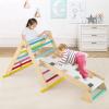 Olakids Pikler Triangle Set 7 in 1 Climbing Toys for Toddlers Foldable Baby Wood Montessori Jungle Gym with Angle Adjustable Ladder Seesaw Ramp Indoor Playground (Colorful) view 2