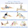 Olakids Pikler Triangle Set 7 in 1 Climbing Toys for Toddlers Foldable Baby Wood Montessori Jungle Gym with Angle Adjustable Ladder Seesaw Ramp Indoor Playground (Colorful) view 3