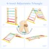 Olakids Pikler Triangle Set 7 in 1 Climbing Toys for Toddlers Foldable Baby Wood Montessori Jungle Gym with Angle Adjustable Ladder Seesaw Ramp Indoor Playground (Colorful) view 4