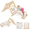 Costzon 3 in 1 Triangle Climbing Set, Kids Montessori Climbing Toys with Dual Side Ramp, Adjustable Climbing Triangle, Foldable Wooden Climber Jungle Gym for Toddlers Boys Girls 3+ Years Old view 1