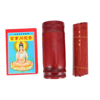 BRIGHTFUFU Buddhist Divination Sticks Set Chinese Style Divination Game Bucket for Temple Home Office