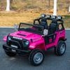 24V 2 Seater Kids Ride-On Truck Jeep, 4WD Electric Car with Parent Remote Control, 4x200W Motor, Spring Suspension, LED Headlights & Searchlights, Bluetooth Music, New Edition, Pink view 3