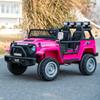 24V 2 Seater Kids Ride-On Truck Jeep, 4WD Electric Car with Parent Remote Control, 4x200W Motor, Spring Suspension, LED Headlights & Searchlights, Bluetooth Music, New Edition, Pink view 4