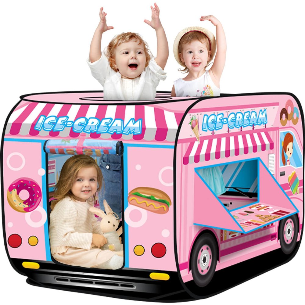 Britik Pop up Play Tent for Kids Aged 3-5 Years Old Boys and Girls : Ice Cream Playhouse Toy Play Tents for Toddlers 3-5 Kids Tent Indoor Outdoor Playhouse Toys for 3 + Year Old, Ice Cream