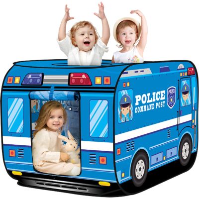 Britik Pop Up Play Tent for Kids Aged 3-5 Years Old Boys and Girls : Police Car Playhouse Toy Play Tents for Toddlers 3-5 Kids Tent Indoor Outdoor Playhouse Toys for 3 + Year Old, Police Car
