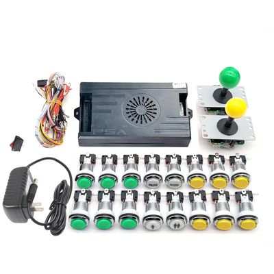 9800 in 1 Game System Kit Saga with Sliver LED Arcade Buttons 5 Pin 8 Way Joystick, VGA, HDMI Compatible, High Score Record, 3D Games HD 1280x720P Output, DIY Home Video Game (Yellow and Green)