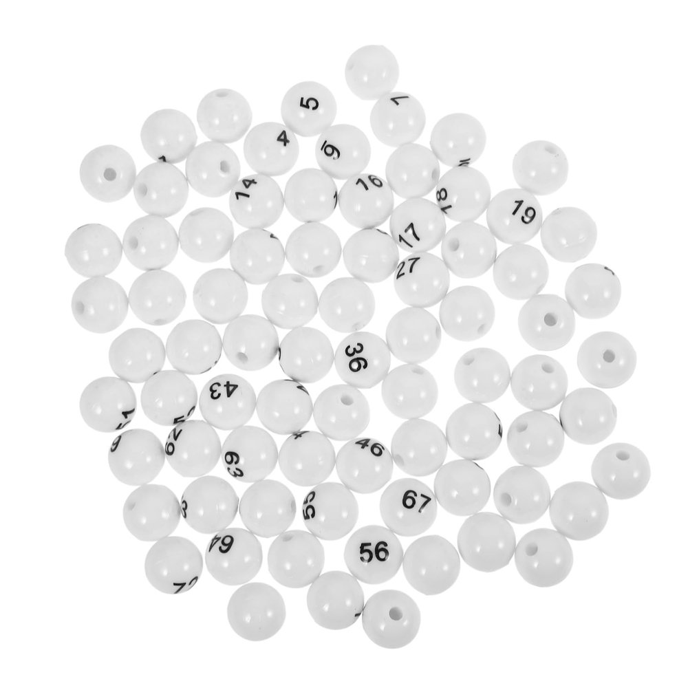 GLSTOY Numbered Lottery Balls 75 Pack Plastic White for Party Game Night