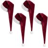 Cozypower 4 Pack Burgundy Santa Hats Velvet Long Unisex Extra Thicken Plush Christmas Hats for Adults Xmas New Year Gift view 1
