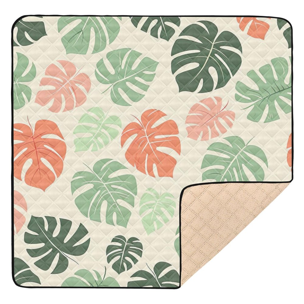 Kigai Palm Leaves Baby Play Mat for Floor and Playpen 50x50 inch Non-Slip Baby Activity Playmat Waterproof Foldable Crawling Mat for Infants Toddlers
