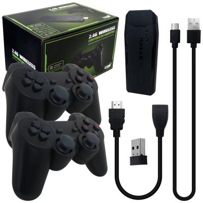 4K TV Game Console Stick with 2pc Wireless Controllers, Pre-Installed 9 Emulators for 8/16/32/64/128-bit Multiple Format Games,4k HDMI Output, 20000+ Games for TV/PC/Projector
